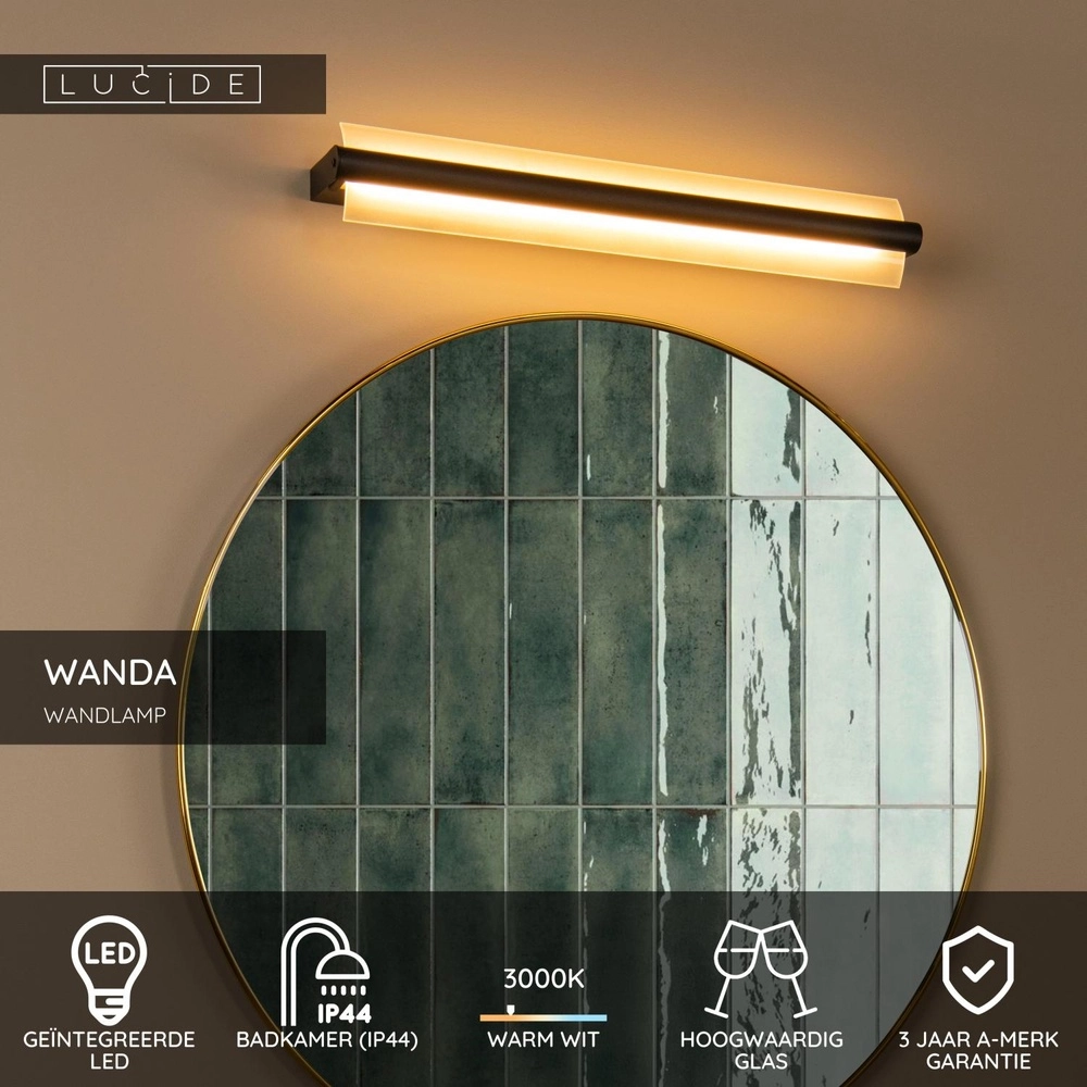 Lampe murale Wanda 60 cm noir Lucide 5411212040596