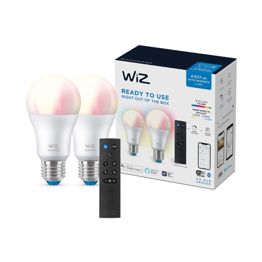 Ensemble 2x 8,5W - E27 - Led avec télécommande WiZ 8719514550117