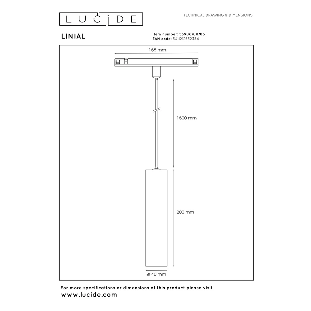 Lumière suspendue monophasée pour rail Linial Luxus Champagne Premium by Lucide 5411212552334