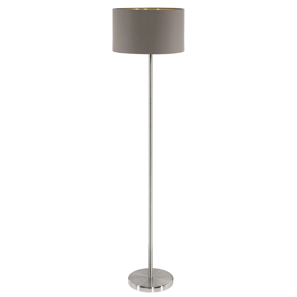Lampadaire Maserlo 38cm gris métallisé avec nuance taupe Lampadaire Maserlo 38cm gris métallisé avec nuance taupe