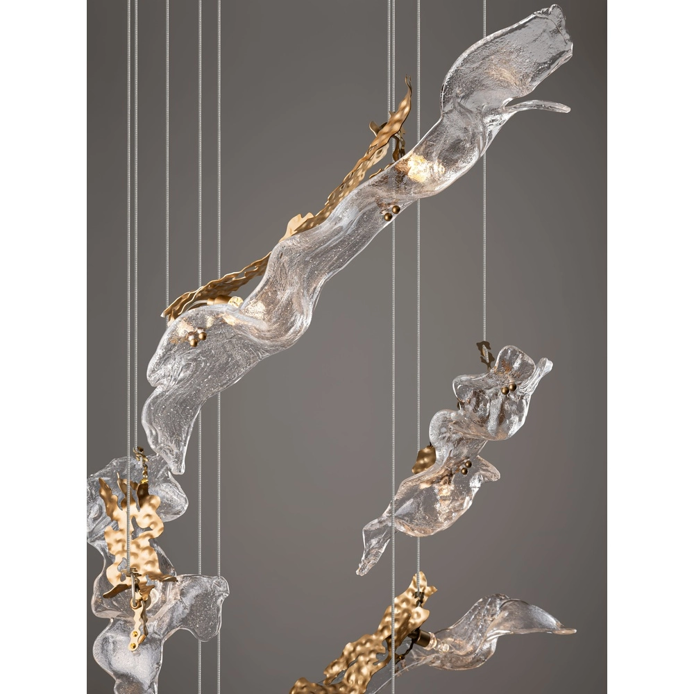 Lampe pendante dorée Avesa avec du verre transparent Ø 60 cm Lyora 5212063500433