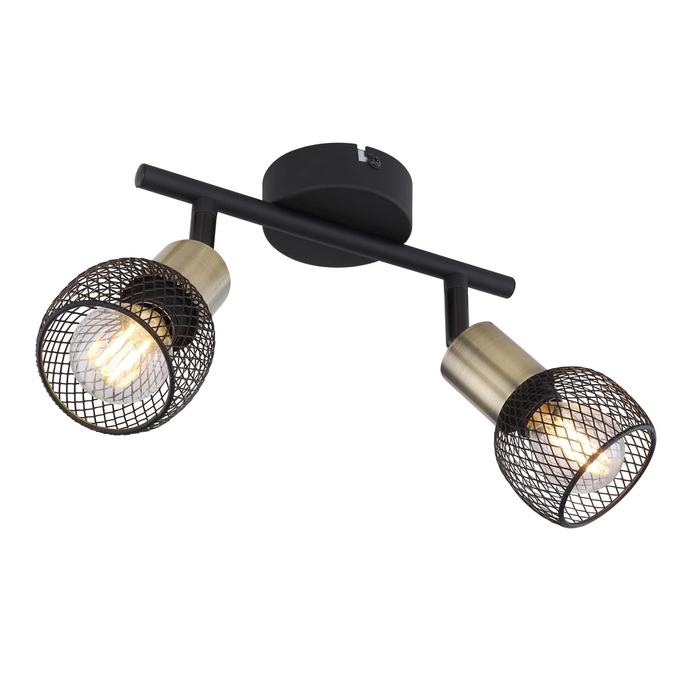 Lampe de plafond Fiastra Noir 2 clairs avec maillage