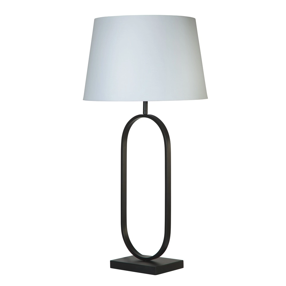 Lampe de table Modish noir avec capuche blanche