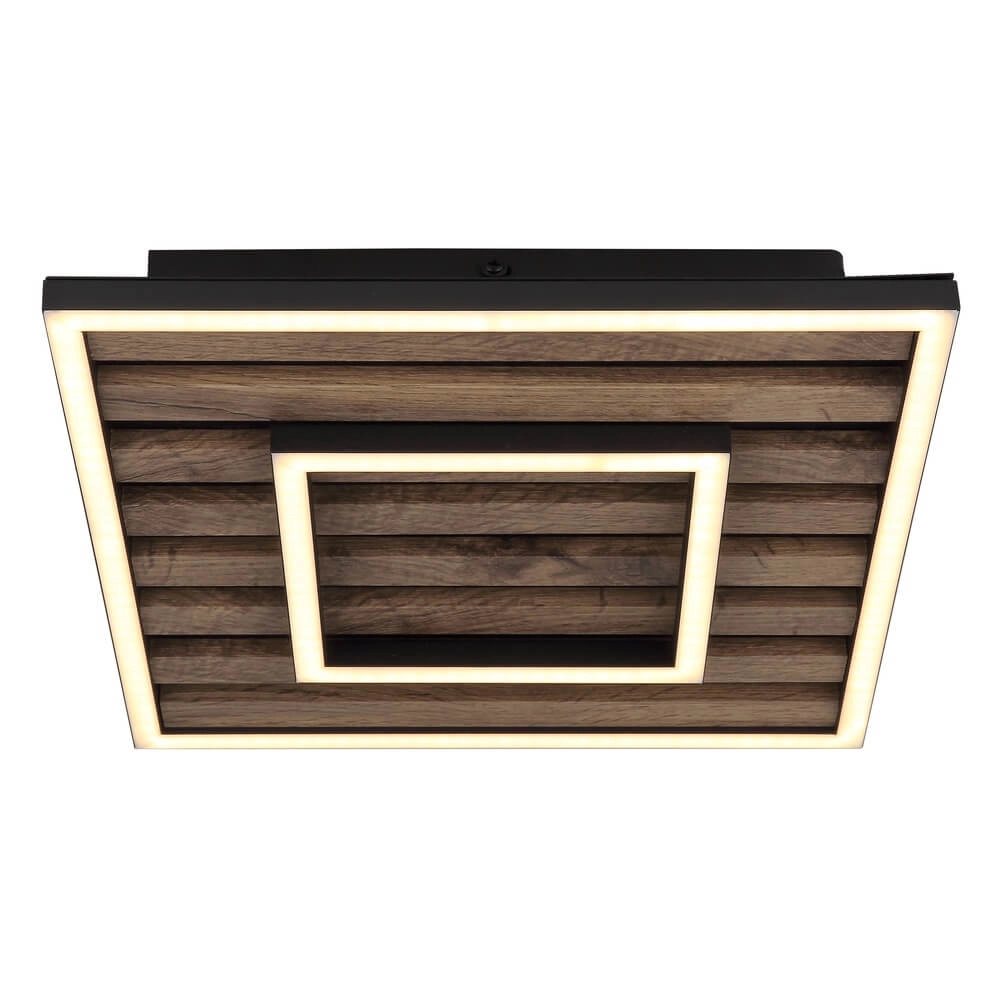 Plafonnier Woody noir avec carré de bois 30cm Globo 9007371507573