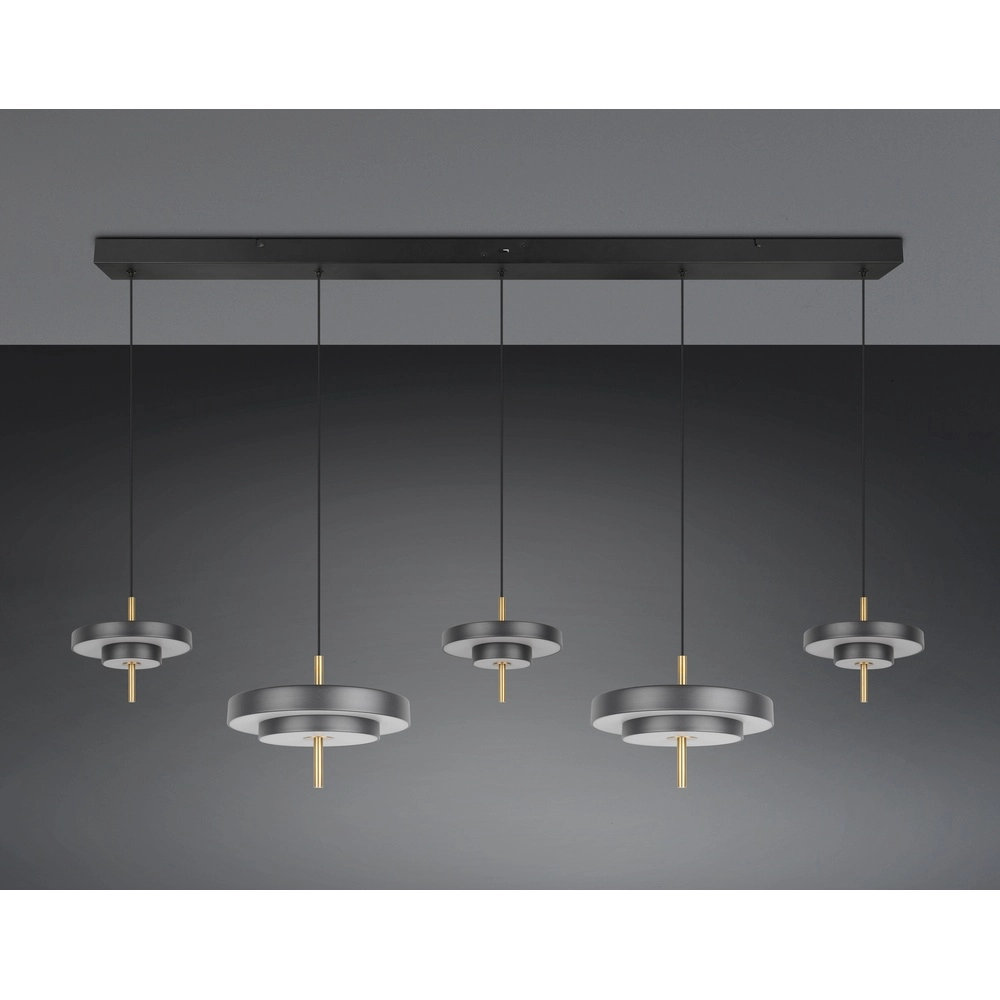 Suspension 5 lumières Keaton noir avec or Trio 4017807655483