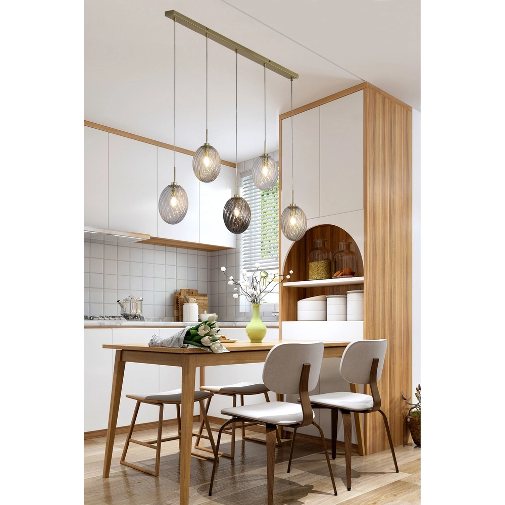 Suspension 5 lumières Whirl Verre coloré Searchlight 5053423299389