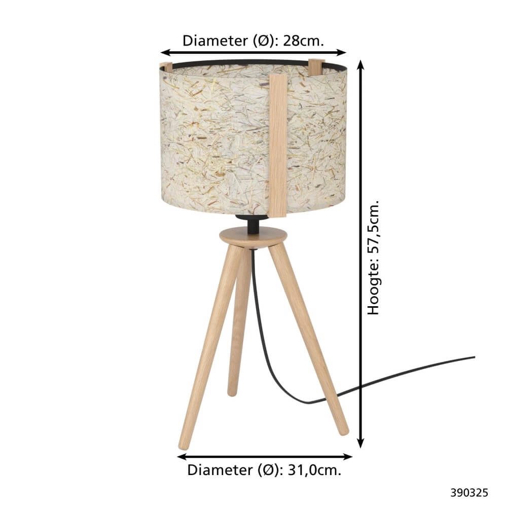 Lampe de table Trépied Hontongas bois avec teinte beige Stars of Light 9008606274642
