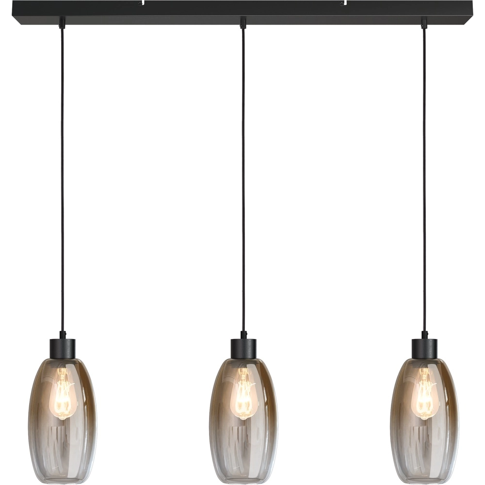 Lampe suspendue en verre Olive 3x Ø 15cm - noir