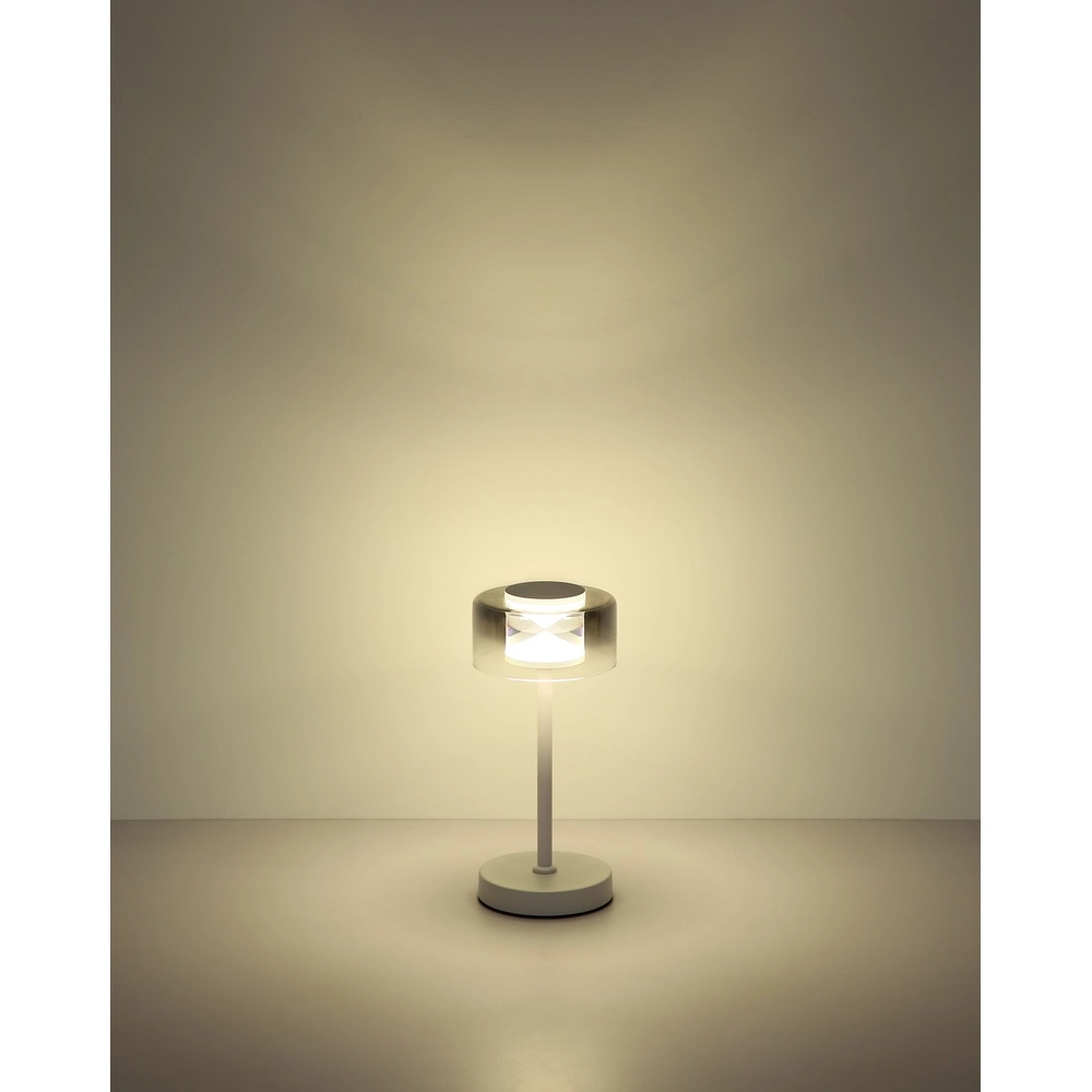 Lampe de table de conception Belinda Blanc avec verre fumé Globo 9007371575367