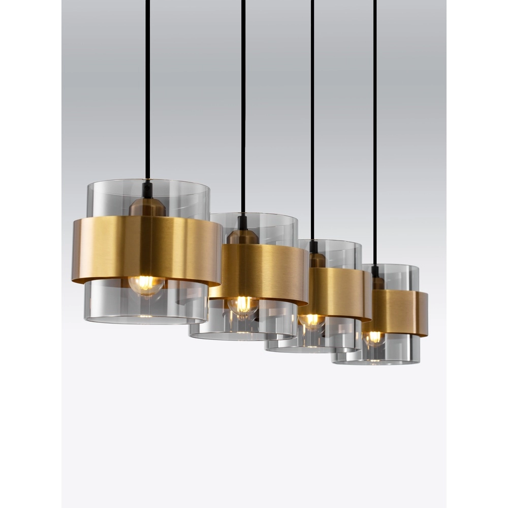 Suspension Sianna 4 lumières droites noir et or Lyora 5212017445421