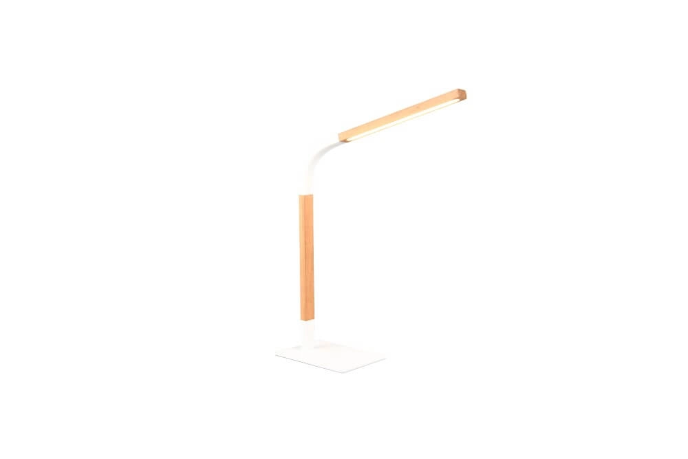 Lampe de table flexible Norris blanc avec du bois Trio 4017807600001