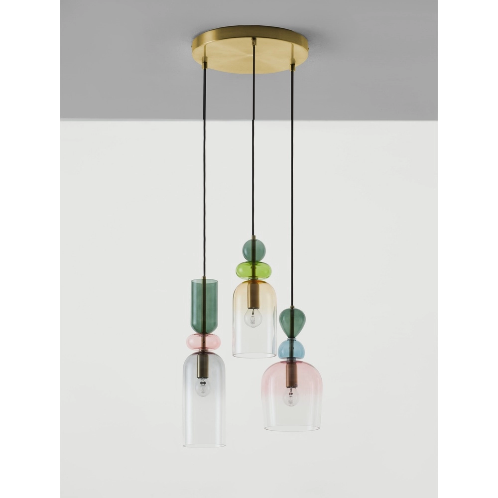 Suspension colorée Murano 3 lumières Lyora 5212017434227