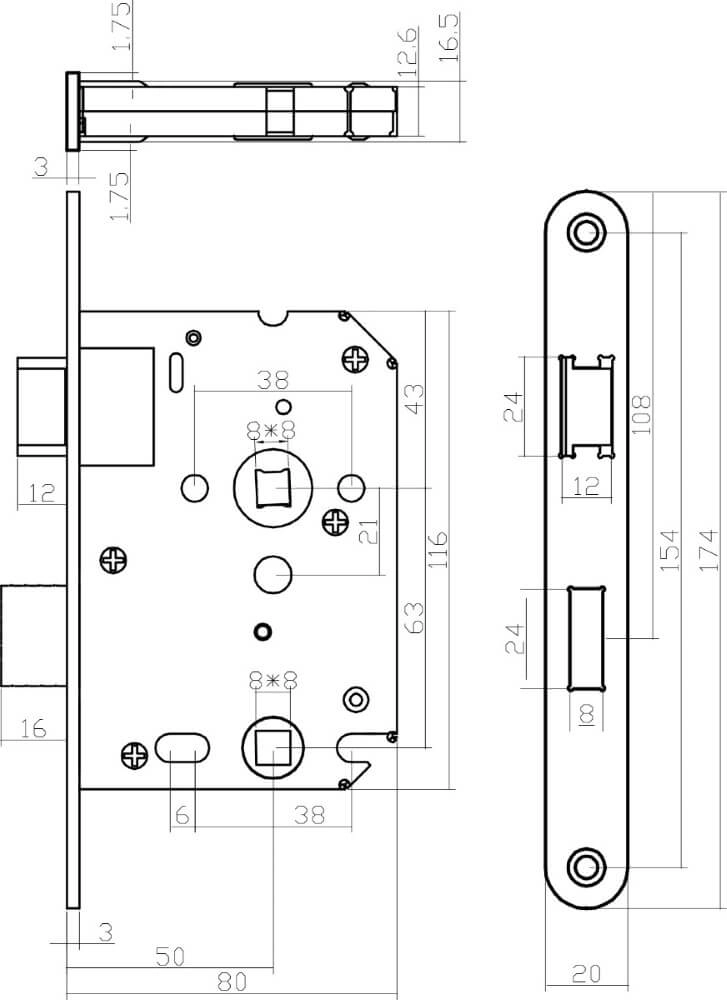 Serrure toilette Domus Acier inoxydable 63/8 Intersteel 8714186427347
