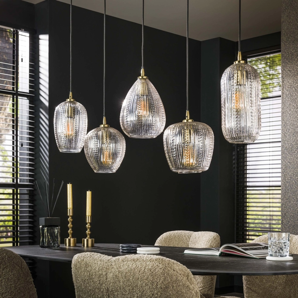 Suspension en verre à 5 lumières Diamond avec du verre transparent Lyora 8716803511187