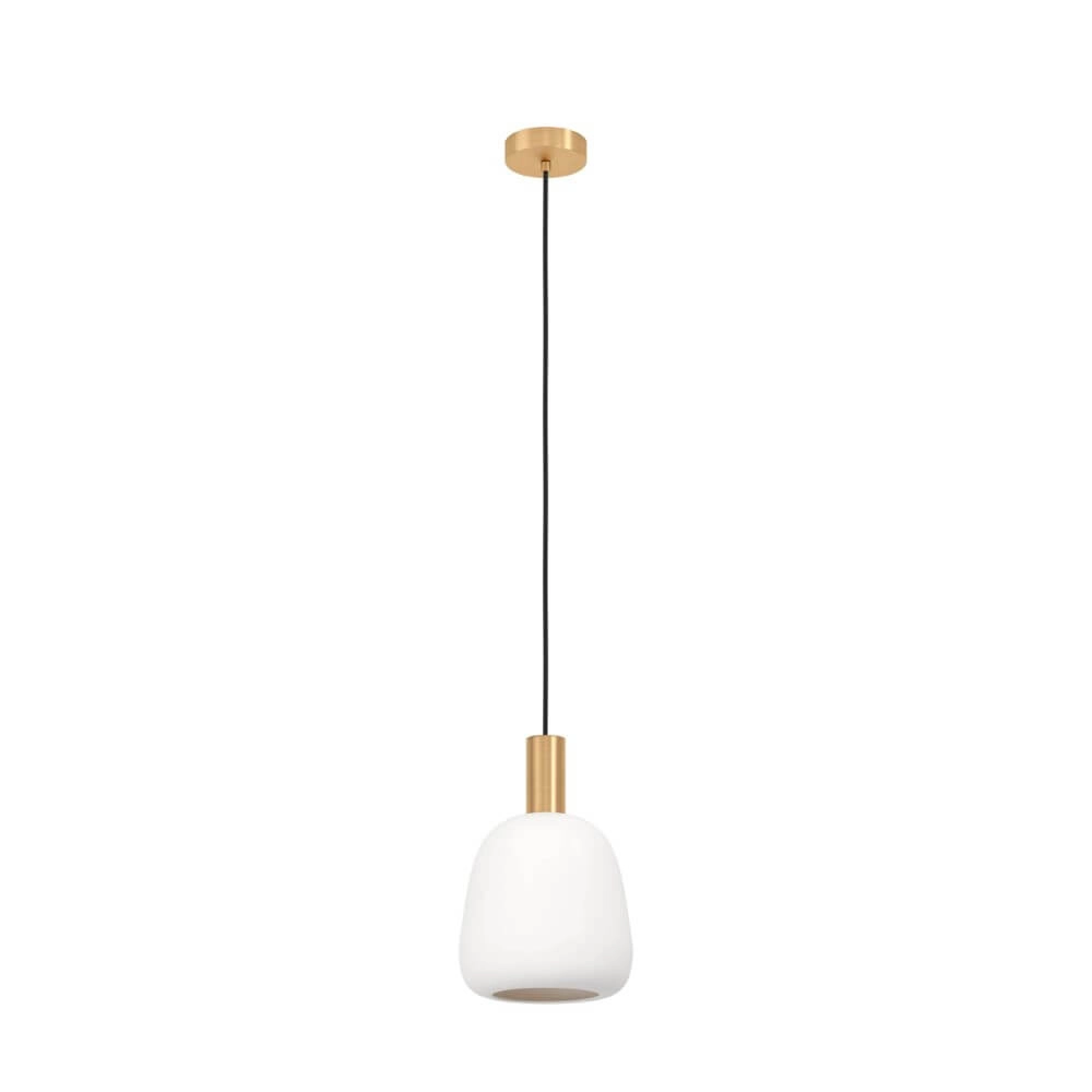 Lampe suspendue dorée Manzanares avec verre blanc Eglo 9008606235902