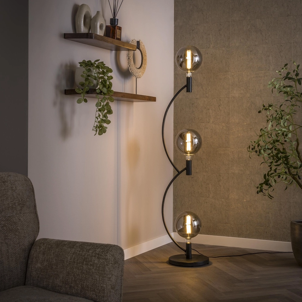 Lampadaire de conception Arcus 3 lumières noires