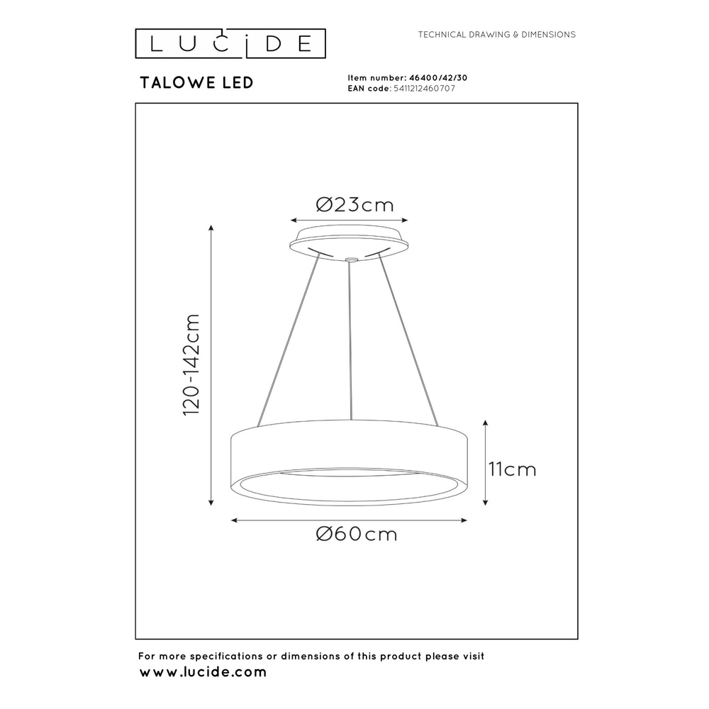 Lampe suspendue Talowe Led Ø 60 cm noirs Lucide 5411212460707
