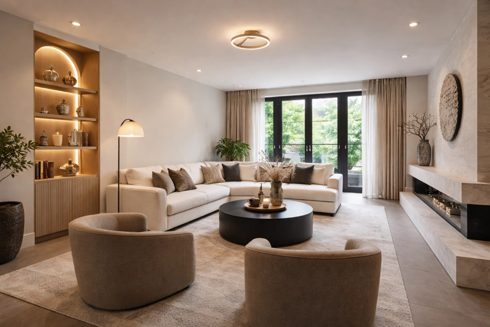 Lampe de plafond à design Oregon Ø 33cm - Champagne Artdelight 8720701103825