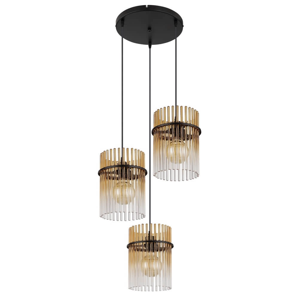 Suspension noire Gorley avec verre ambré rond Ø 47cm Globo 9007371471997
