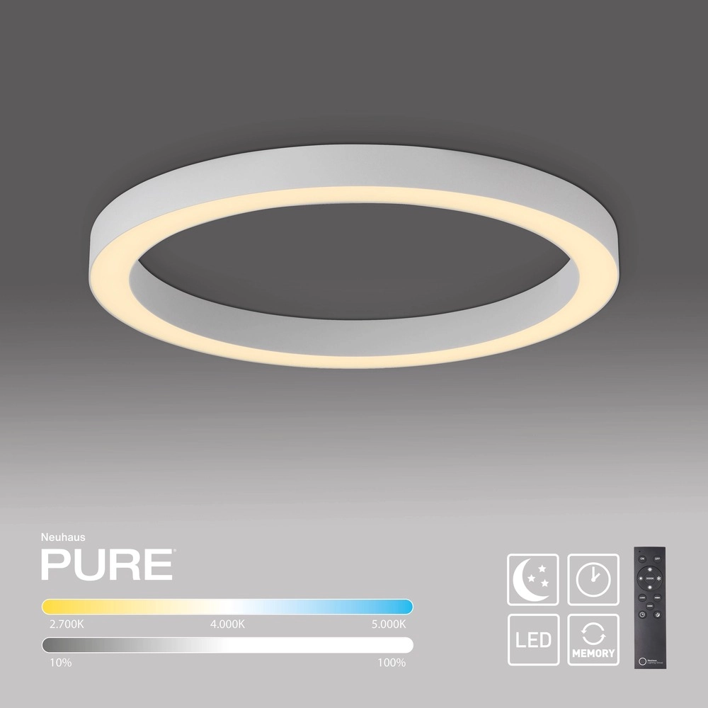 Lampe de plafond LED élégante Pure Lines Round Ø 50cm - blanc Paul Neuhaus 4012248395806