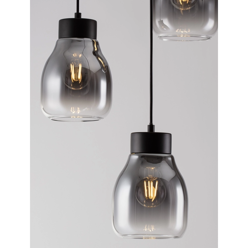 Suspension Blacu 3 lumières noir rond Lyora 5212017447487