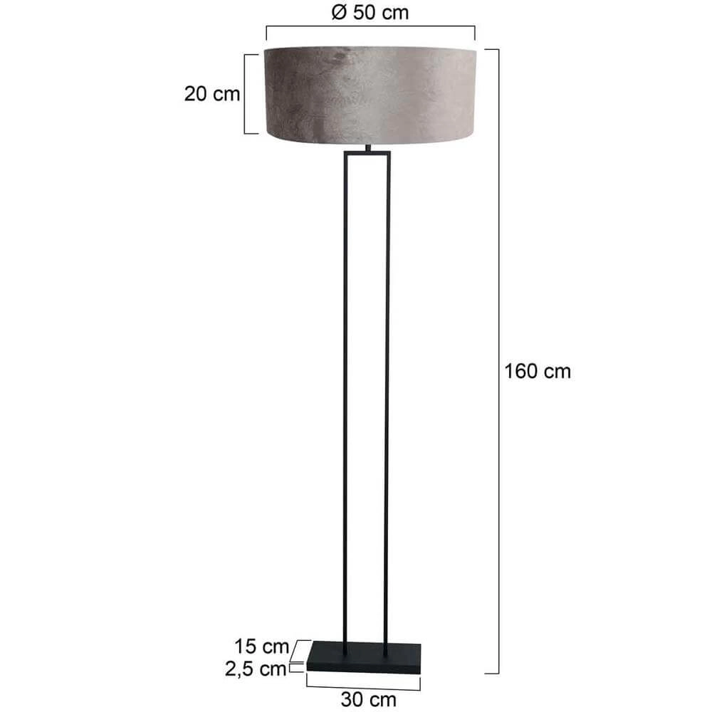 Lampadaire 160cm Stang noir avec capuchon argenté Steinhauer 8712746173840