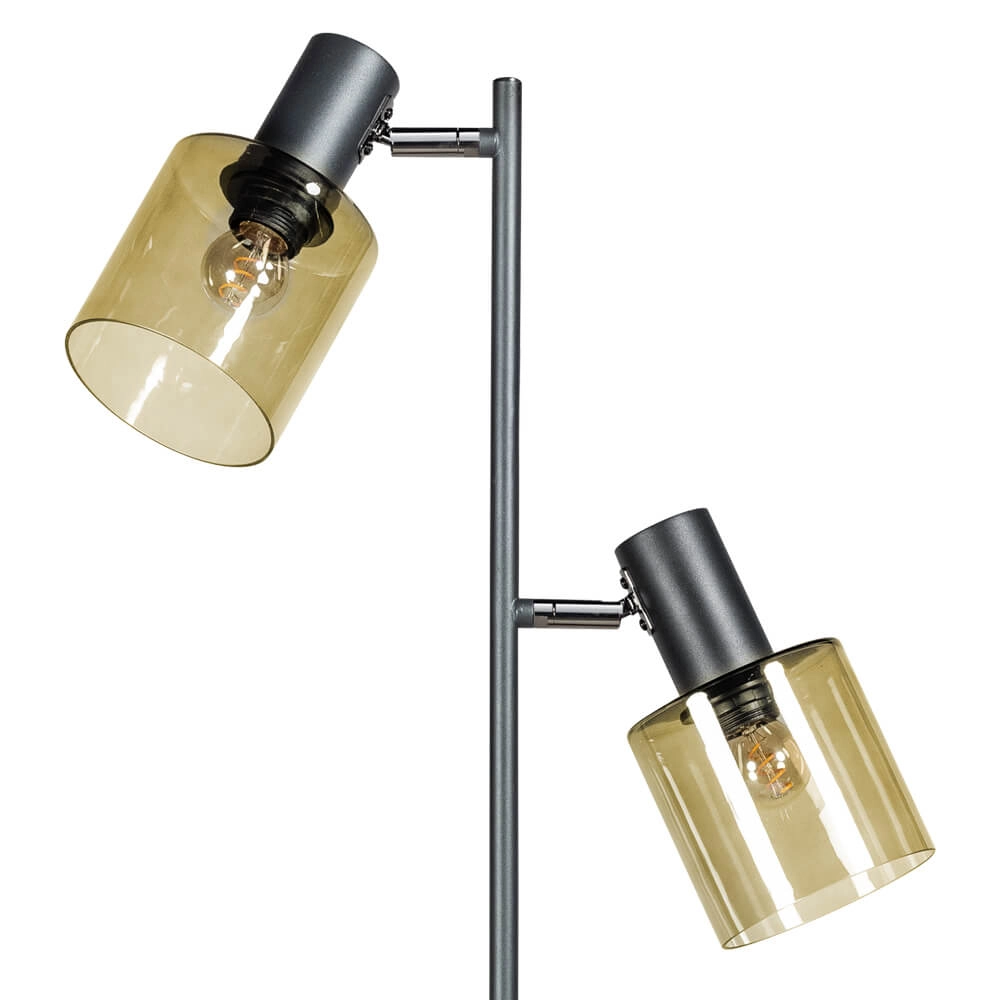 Lampadaire en verre Sledge Glass 2 lumières noir avec verre doré ETH 8720195302866