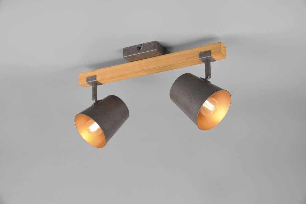 Place Bell 2 lumières gris antique avec bois Trio 4017807502565
