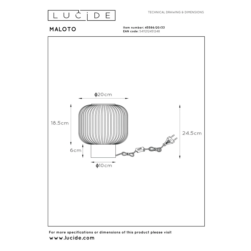 Lampe de table Maloto Ø 20cm vert Lucide 5411212451248