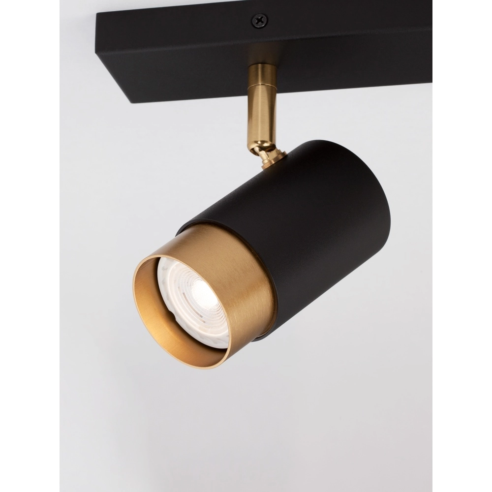 Spot de plafond Pogno 2 lumières noir avec or Spot de plafond Pogno 2 lumières noir avec or
