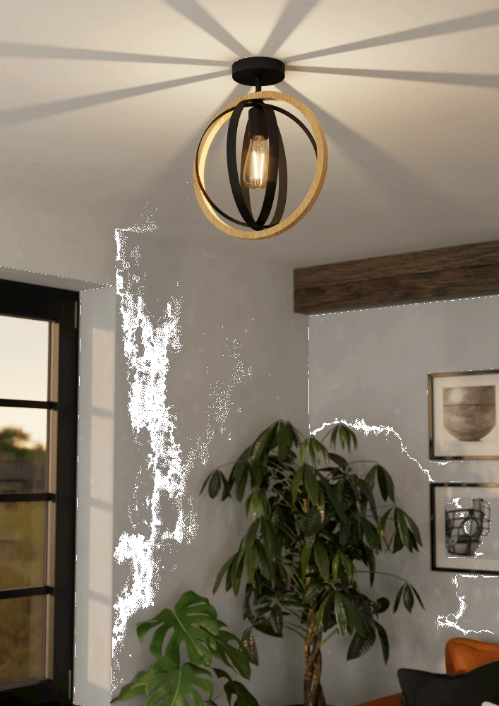 Plafonnier en bois Basildon Ø 32 cm Eglo 9002759437367