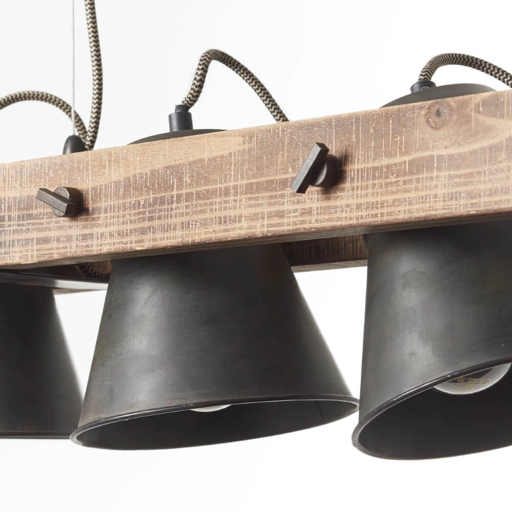 Lampe suspendue 5 lumières Decca noir avec du marron Brilliant 4004353361494