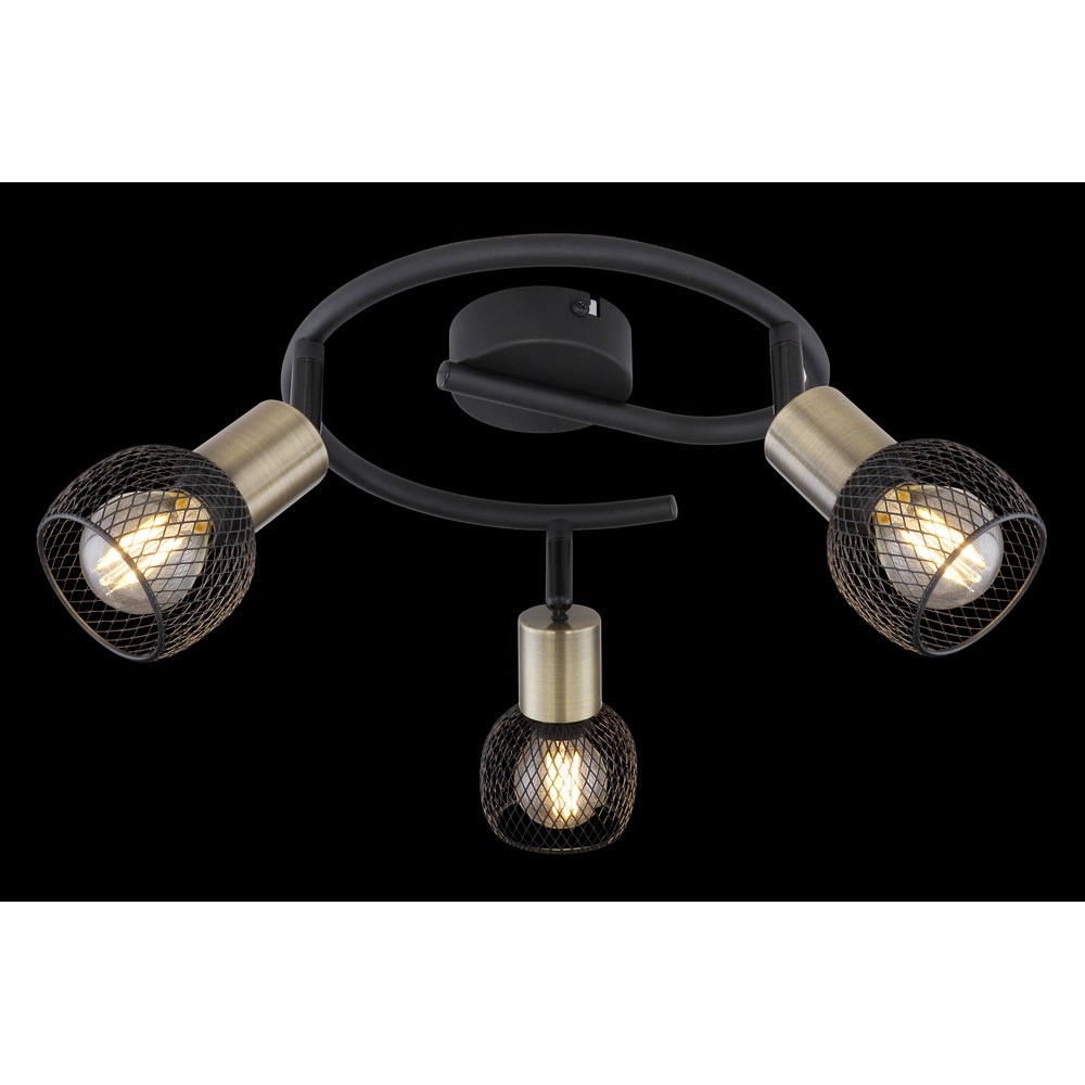 Lampe de plafond Fiastra 3-noir clair avec maille Globo 9007371427116