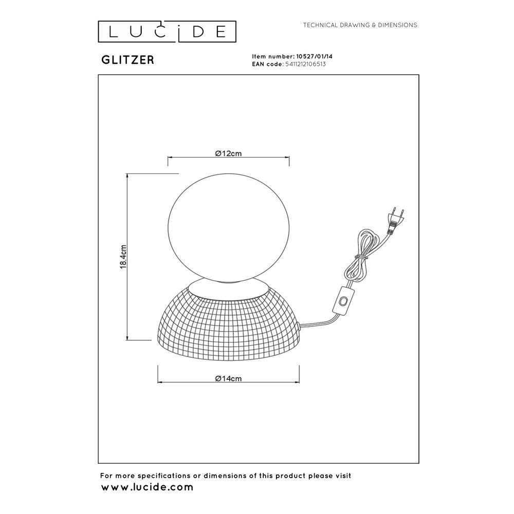 Lampe de table Glitzer Argent Lucide 5411212106513