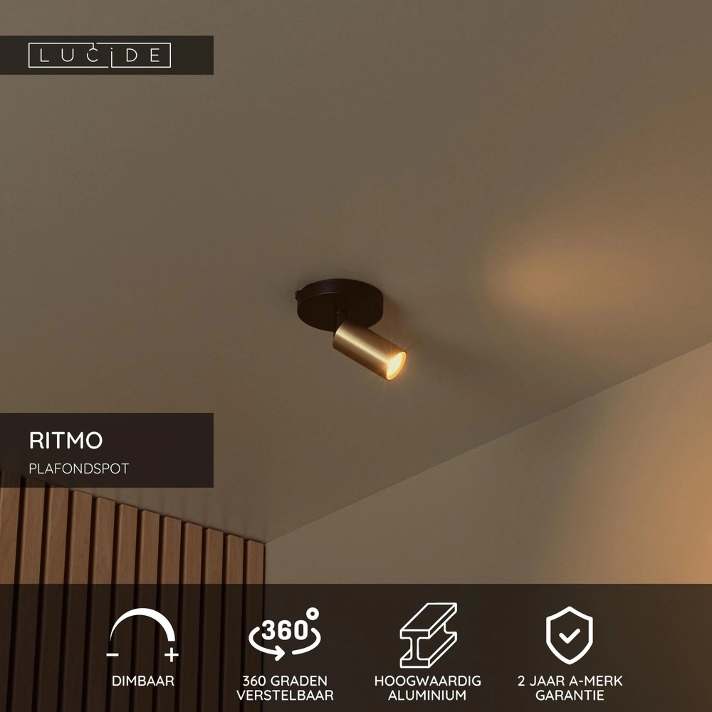 Projecteur de plafond Ritmo mini GU10 or Lucide 5411212093950
