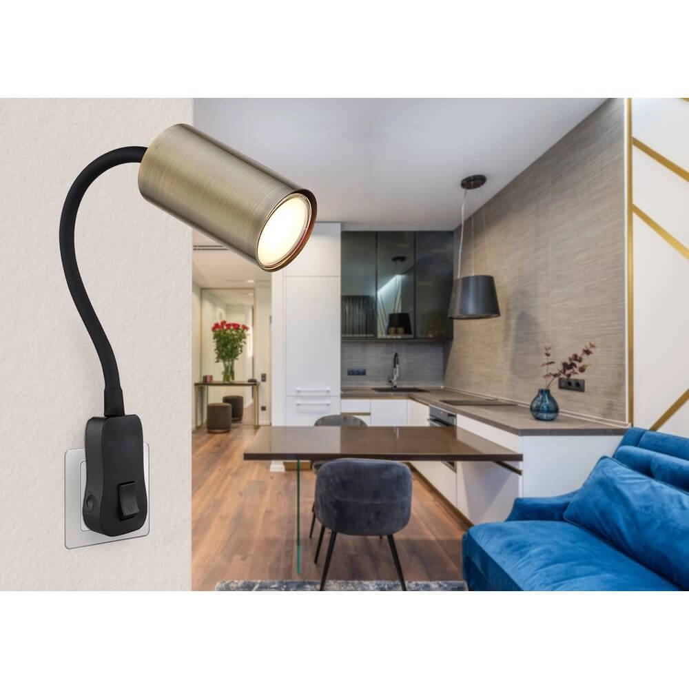 Lampe noire Robby Douille en laiton Globo 9007371434008