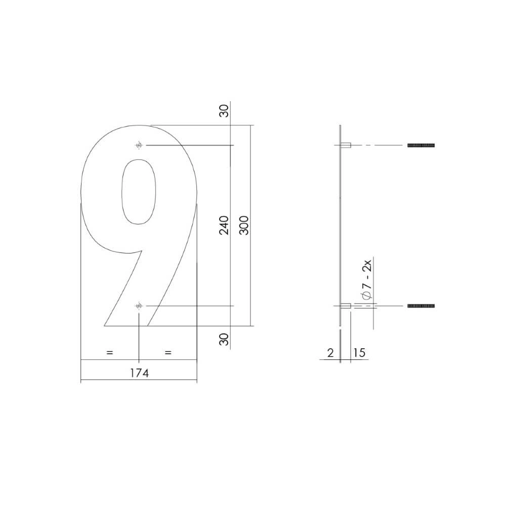 Maison numéro 9 XL Numbra 30cm noir Intersteel 8714186503362