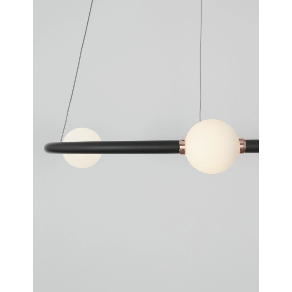 Suspension Celia noir avec blanc rond horizontal Lyora 5212017429339