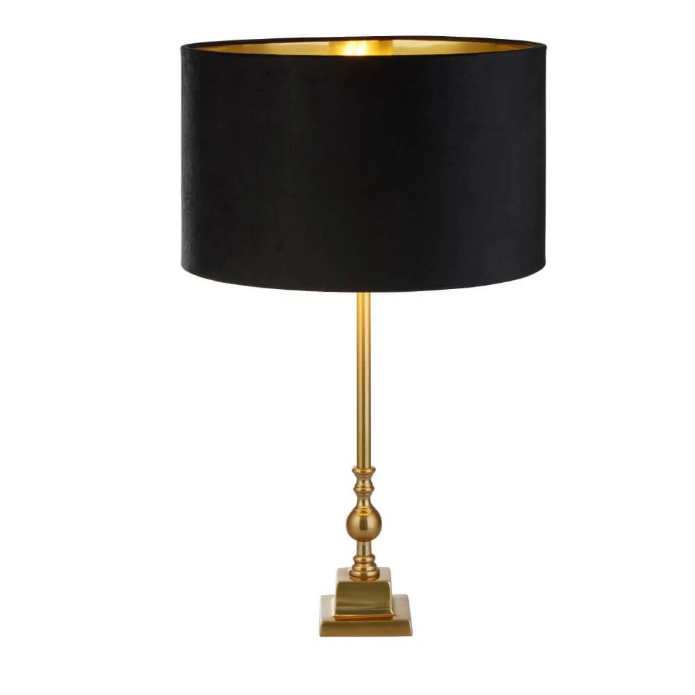 Lampe de table dorée Whitby avec capuche noire Searchlight 5053423257730