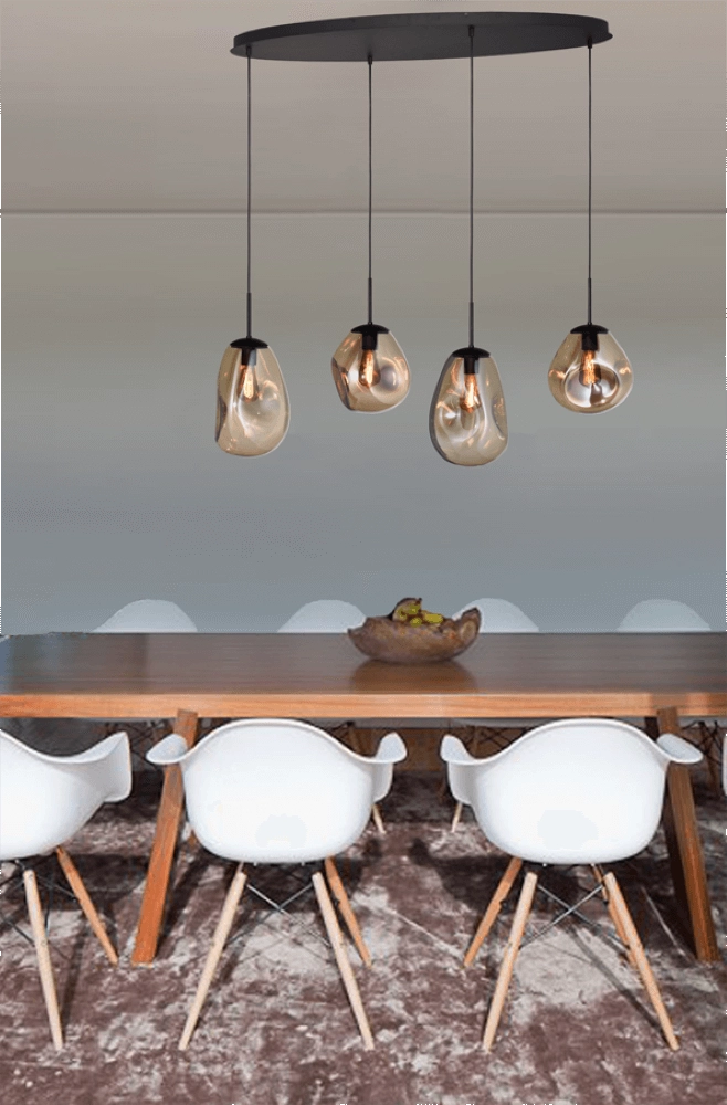 Lampe suspendue Lava Oval 4x verre doré Masterlight 8718121290058