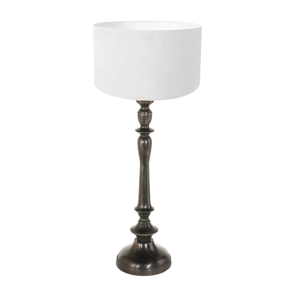 Lampe de table Bois avec capuchon blanc