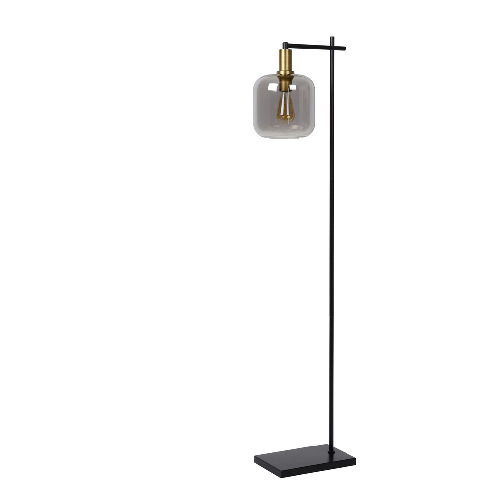 Lampe de pied Joanet noir avec verre fumé