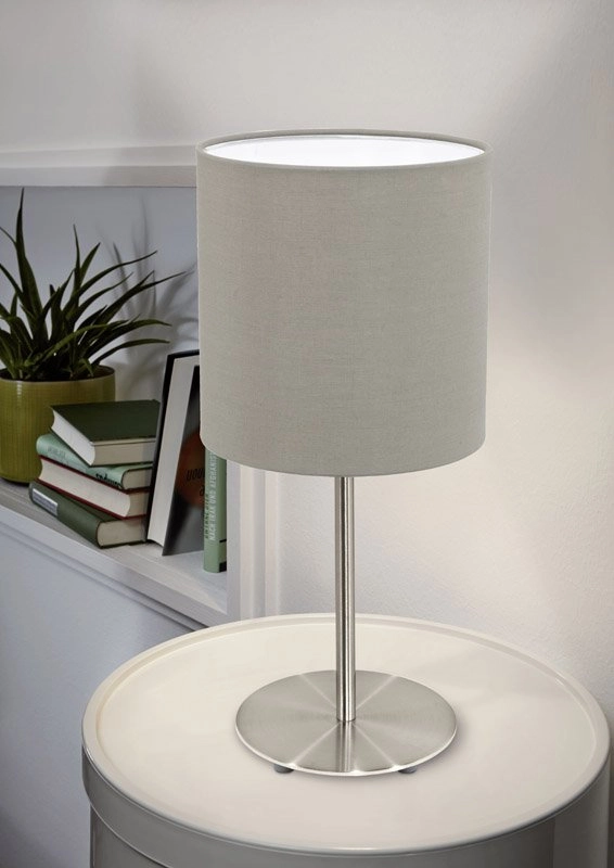 Lampe de table Pasteri 40 cm taupe avec chrome mat Eglo 9002759315955