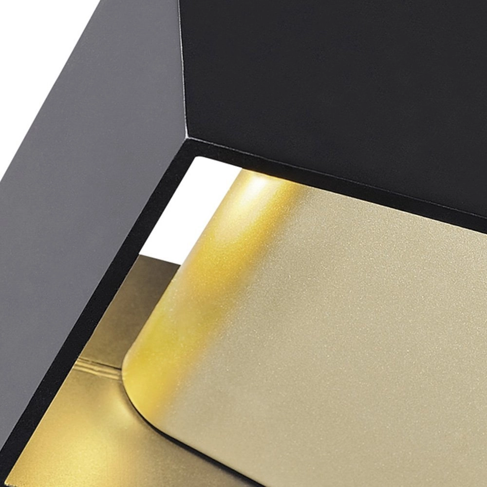 Lampe LED Logs Up - Down carré noir avec de l'or SLV 4024163189309