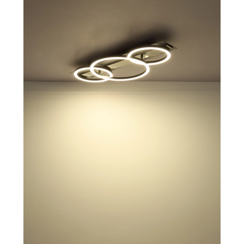 Lampe de plafond noire Norberto 3 anneaux d’accord Globo 9007371569830
