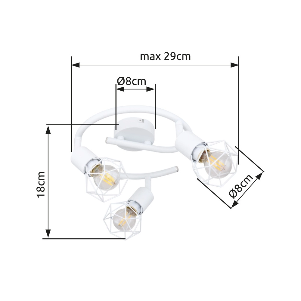 Lampe de plafond Xara I Blanc à 3 lumières Globo 9007371400997