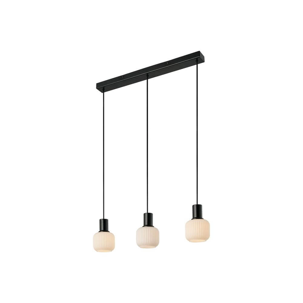 Suspension 3 lumières Milford noir et blanc