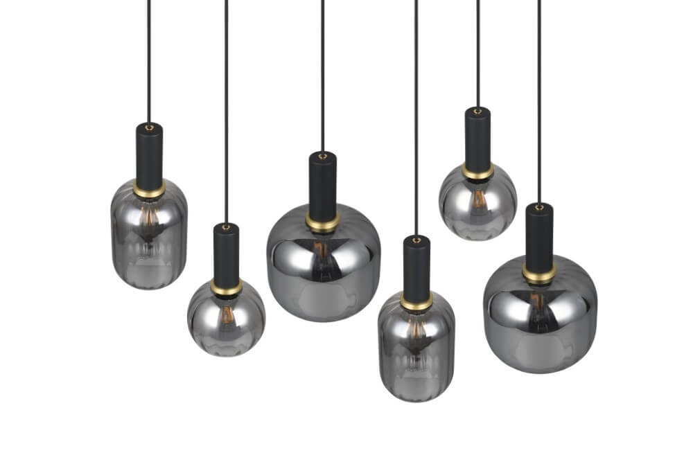 Lampe suspendue pour salle à manger Diva 6 lumières - verre fumé Trio 4017807614572