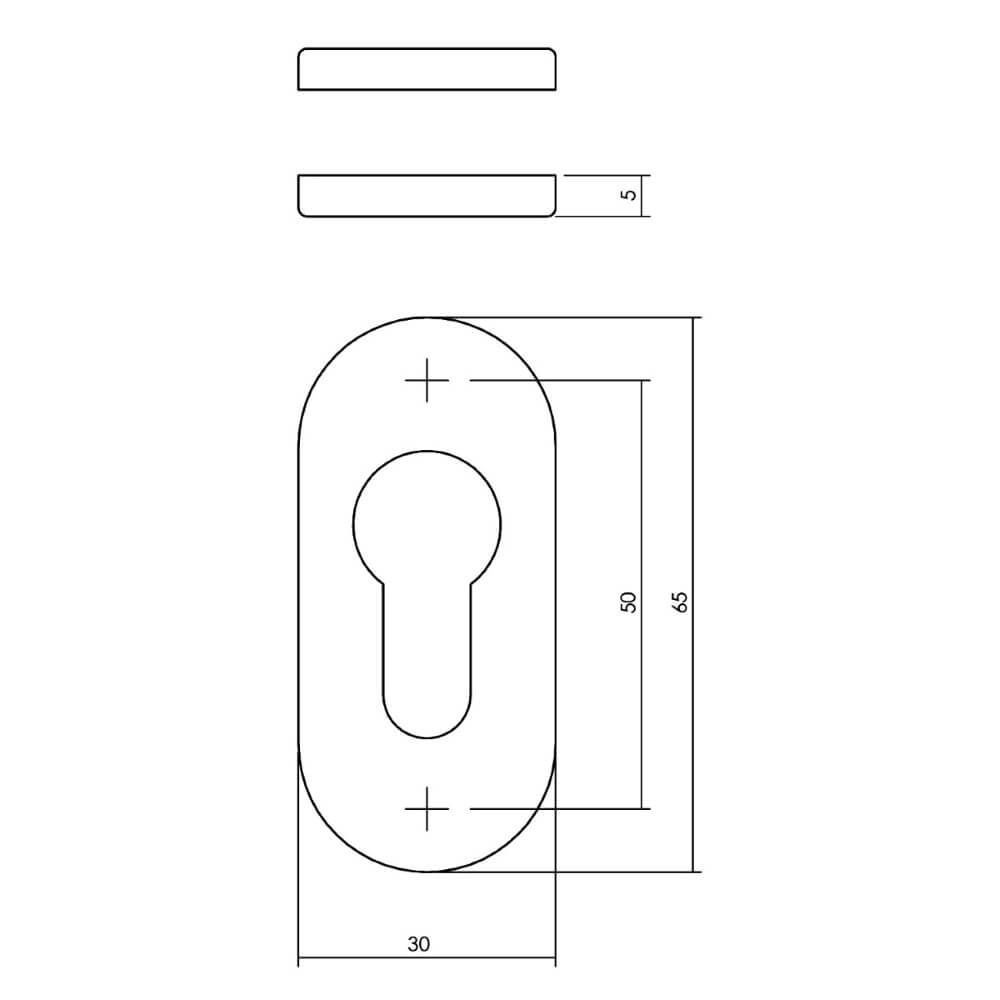 Lot de 2 rosaces cylindriques Tira Ovale en acier inoxydable 4mm Intersteel 8714186635414