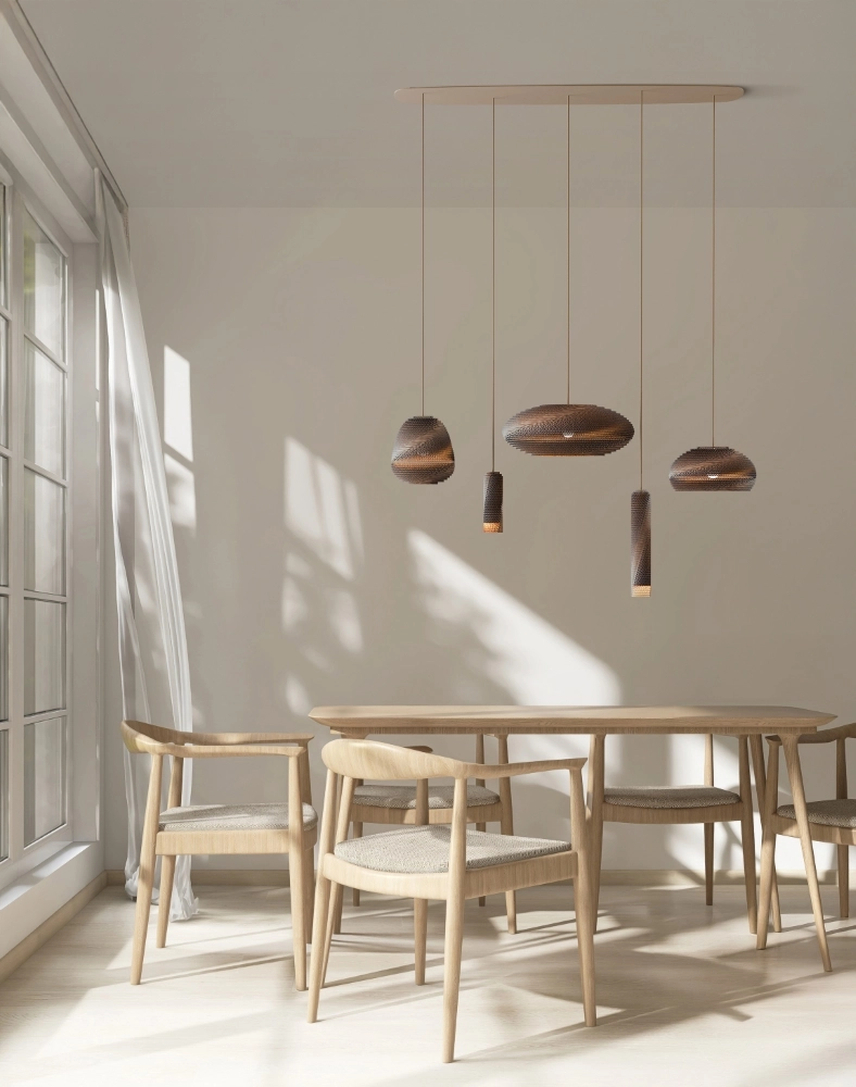 Natural Groups Beige 1100 Lampe suspendue en carton Ø 9cm Think Paper